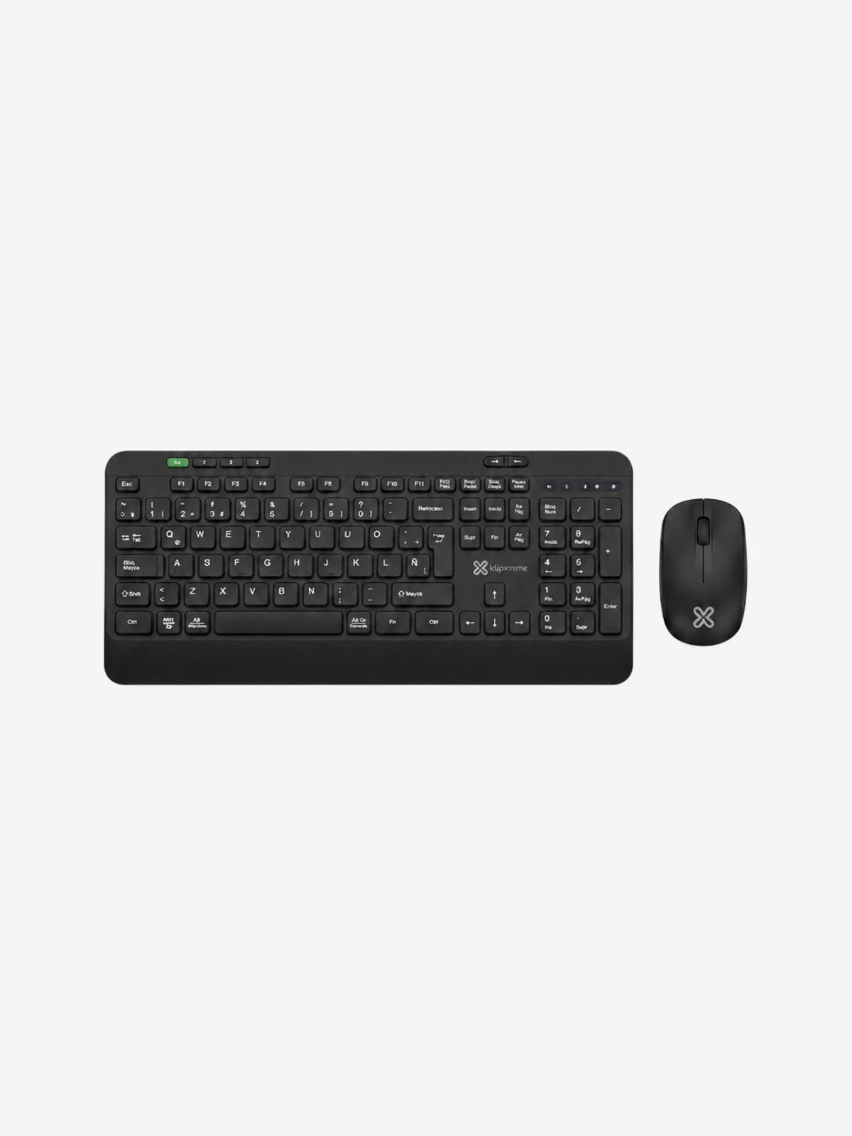 Klip Xtreme - Keyboard and mouse set - Spanish (Latin American) - Wireless - 2.4 GHz / Bluetooth - Black