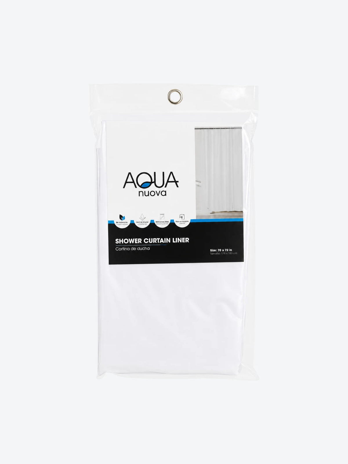 LINER PARA DUCHA BLANCO PVC 178X183 CM RUEDO CON PESO