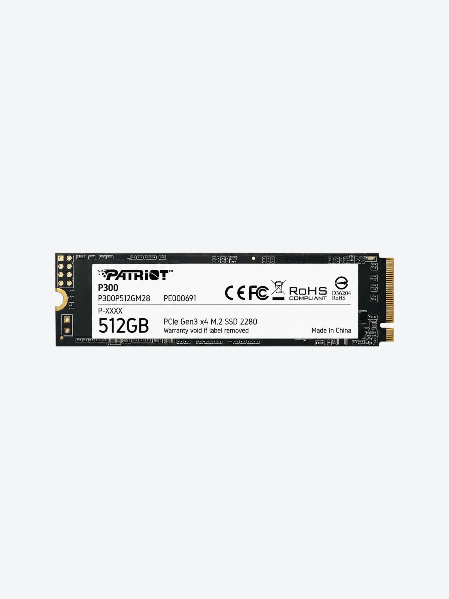 Disco Solido Interno Patriot P300 512GB M.2 2280 PCIE GEN3 X4 1700MB/S / 1100MB/S P300P512GM28