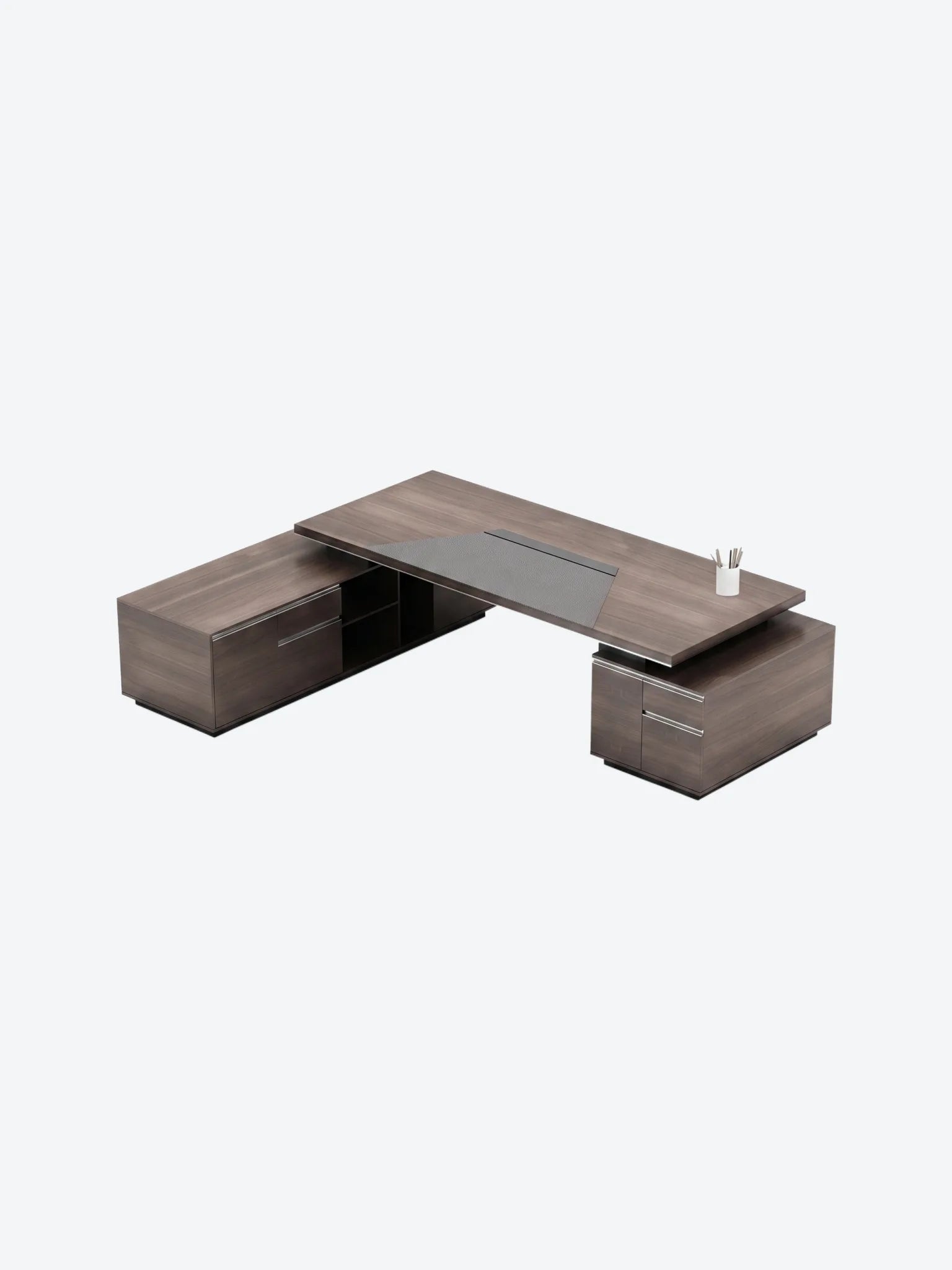 Escritorio Ejecutivo Linkedin Con Gabinete Izquierdo Color Madera con Negro