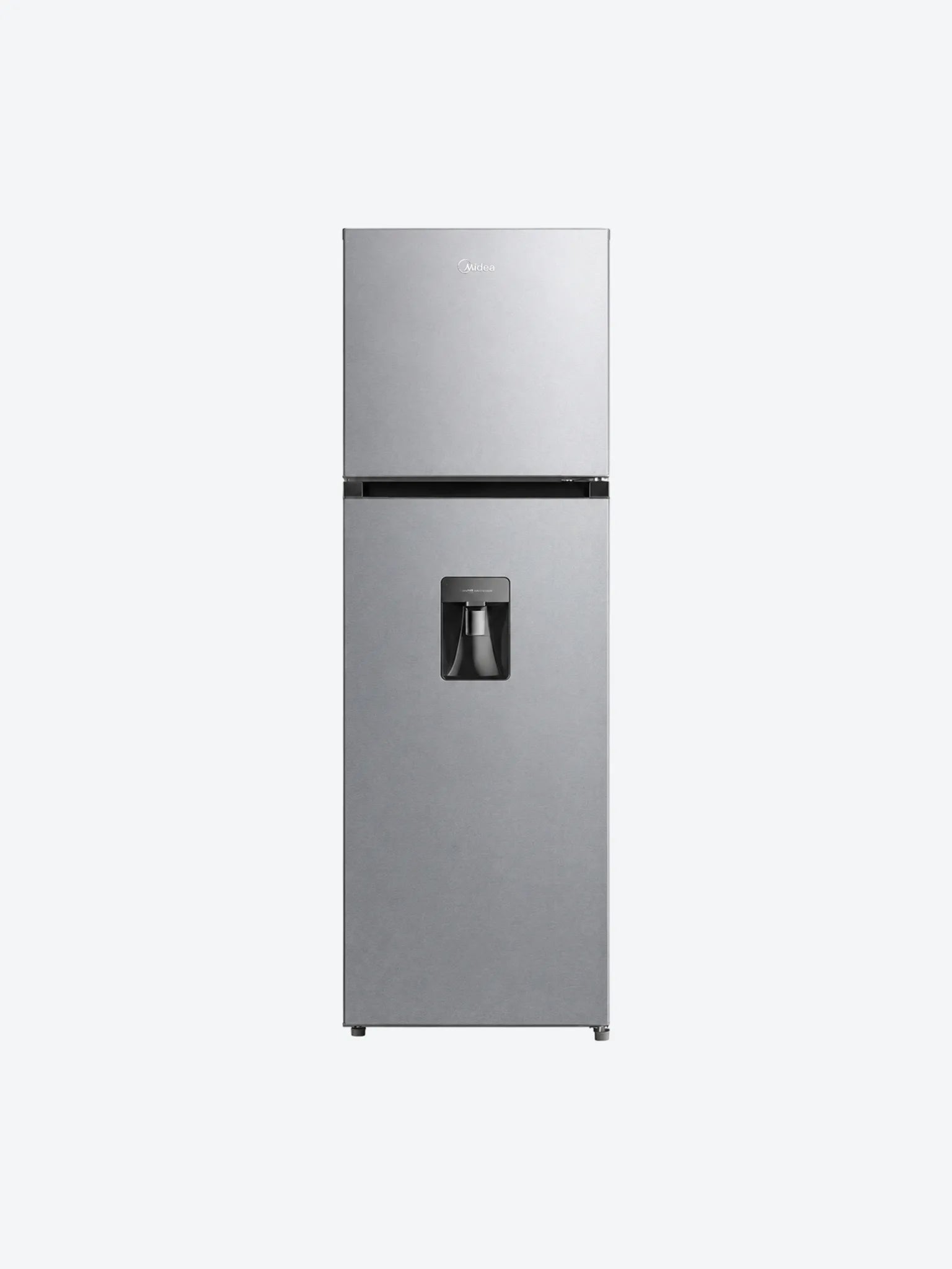 Refrigerador  Midea MDRT385MTM Automatico Top Mount Smart Sensor Lake Silver 10 Pies Cubicos con Dispensador de Agua Color Acero Bru