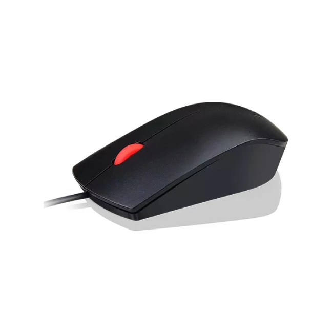 Lenovo Essential - Ratón - diestro y zurdo - óptico - 3 botones - cableado - USB - negro-4
