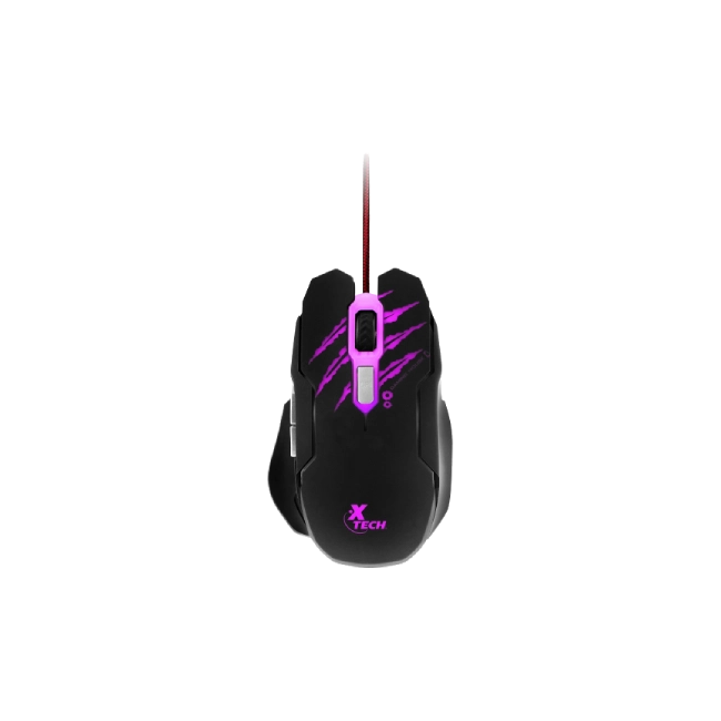 Mouse para Gaming Xtech XTM-610 Lethal Haze - Resolución ajustable de hasta 3200 ppp - Luces LED de 4 colores - Cable sin enredos - para juegos 3D de 6 botones - Sensor: Óptico - Botones: 6 - Iluminado: Sí - Longitud del cable: 5,2 pies, trenzado