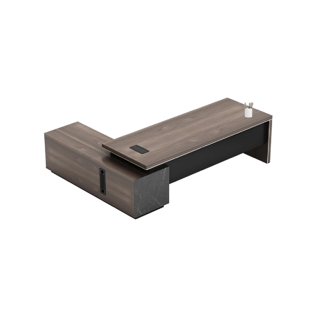 Escritorio Ejecutivo Linkedin Con Gabinete Izquierdo Color Madera con Negro