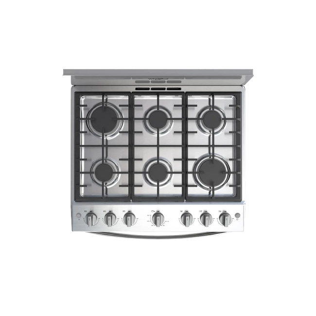 Estufa Whirlpool 30" 6 Quemadores Acero Inoxidable Hierro Fundido Sistema Stop Door Color Gris-11