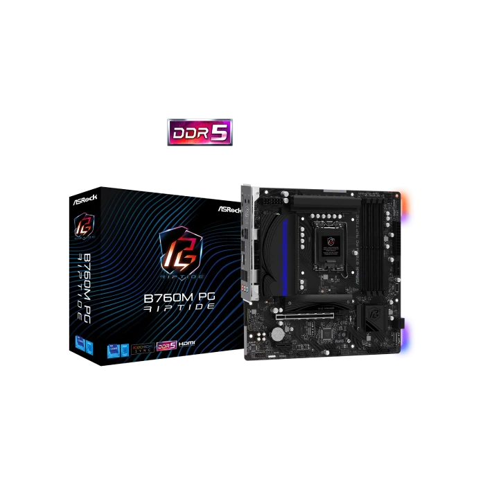 TARJETA MADRE ASROCK B760M PG RIPTIDE WIFI LGA1700 MICRO-ATX DDR5 MB-B760MPGRIPW-4