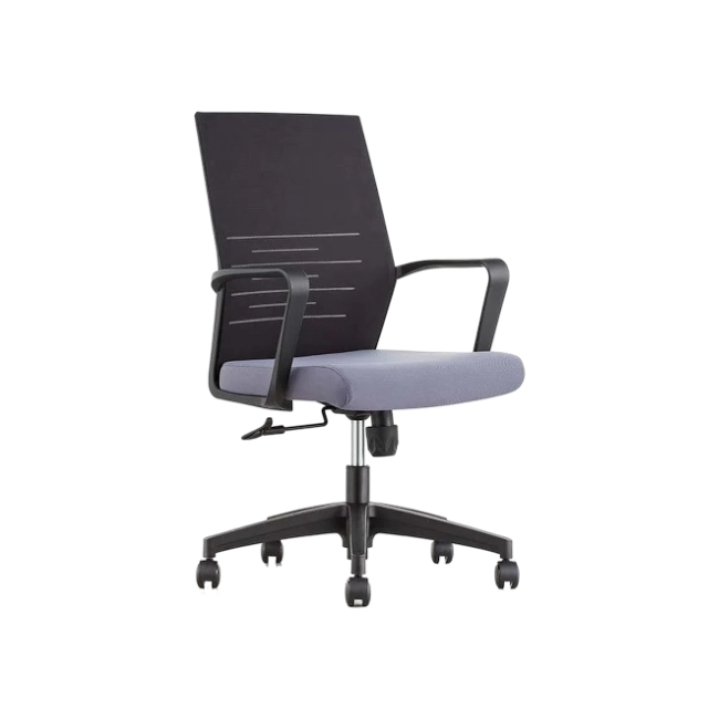 Silla de Oficina MG-ZYY-048 Mesh y Tela Con Respaldo y Reposa Brazo De Color Negro con Asiento Gris-1