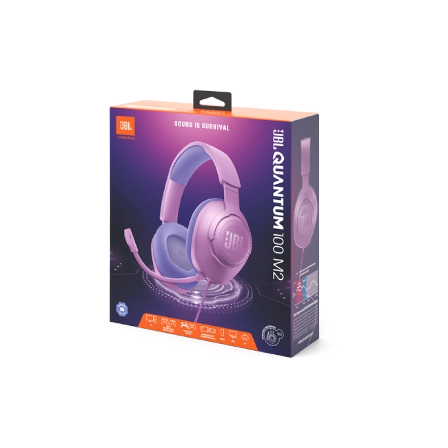 JBL Quantum 100M2 - Auriculares con diadema - Cableado - Púrpura- Respuesta de frecuencia 20 Hz - 20 kHz - Conector de 5.5mm -Tipo de micrófono Asta desmontable-8