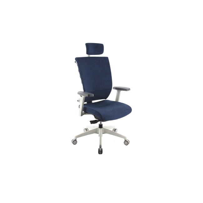 Silla MOT-001A-WH Ergonomica De Tela Color Azul con Respaldo a Rayas Blancas