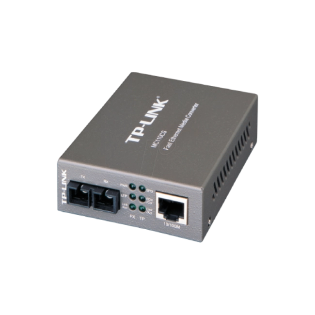 TP-Link MC110CS - Conversor de soportes de fibra - 100Mb LAN - 10Base-T, 100Base-FX, 100Base-TX - RJ-45 / modo sencillo SC - hasta 20 km - 1310 nm