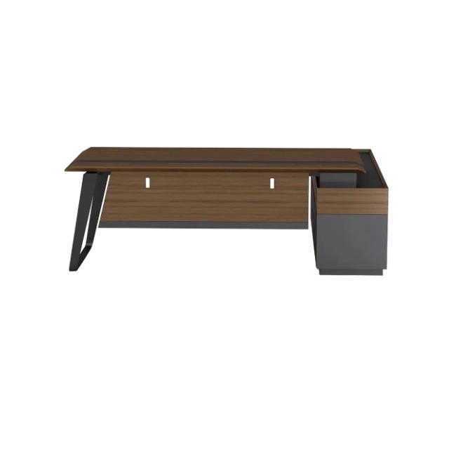 Escritorio Ejecutivo Perry Con Gabinete Derecho Color Madera con Negro-5
