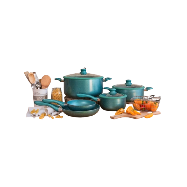 Bateria de Cocina Picca Gravina PI008BMT 8 Piezas de Marmol Colo Turquesa