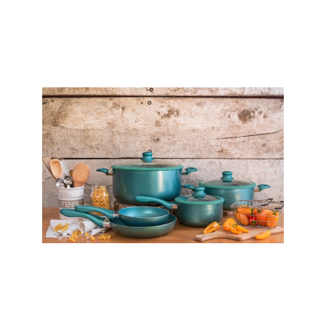 Bateria de Cocina Picca Gravina PI008BMT 8 Piezas de Marmol Colo Turquesa-4