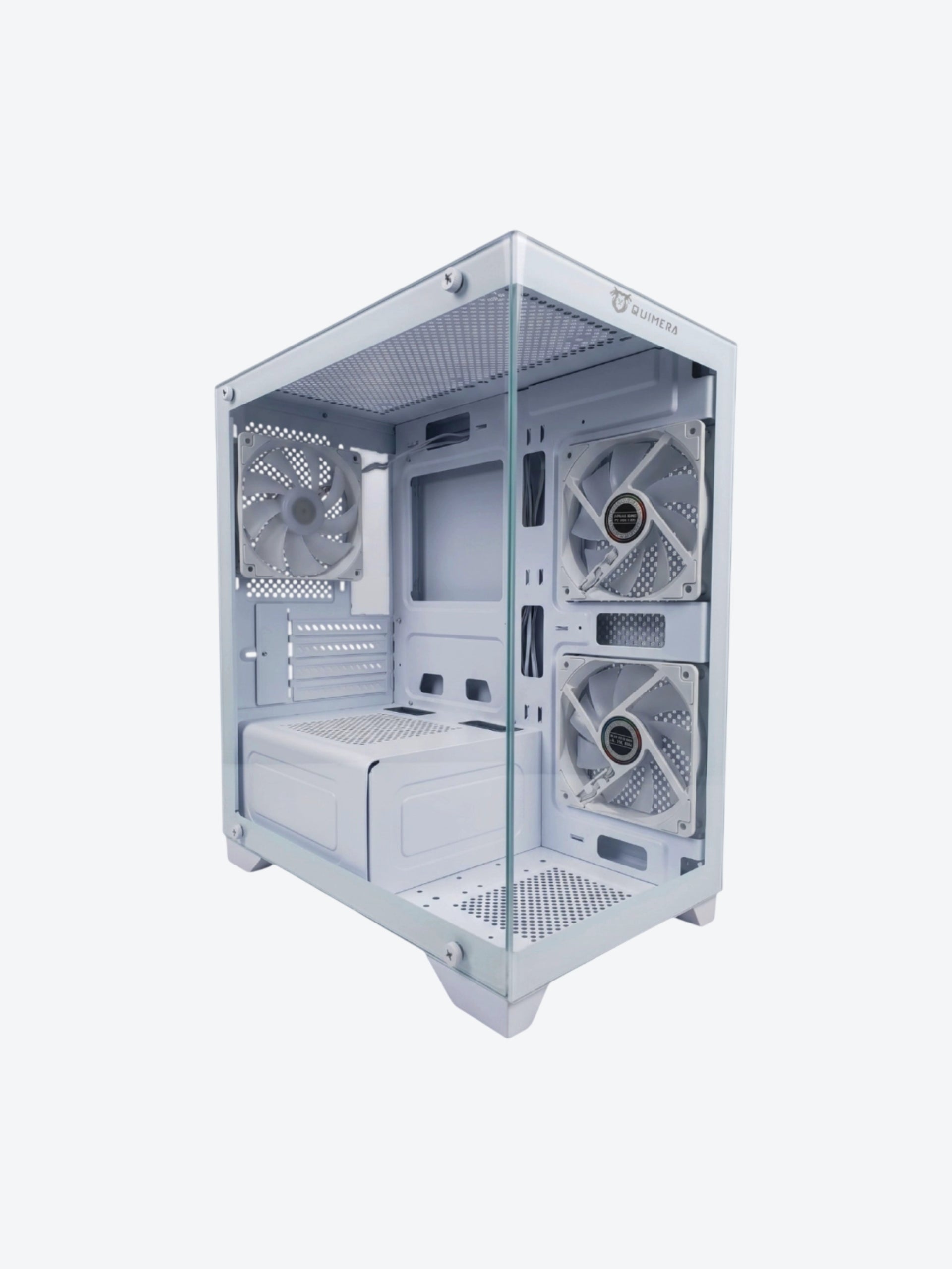 Case Gamer Quimera  QM-T3QF-3WHT Con Vidrio Templado Color Blanco