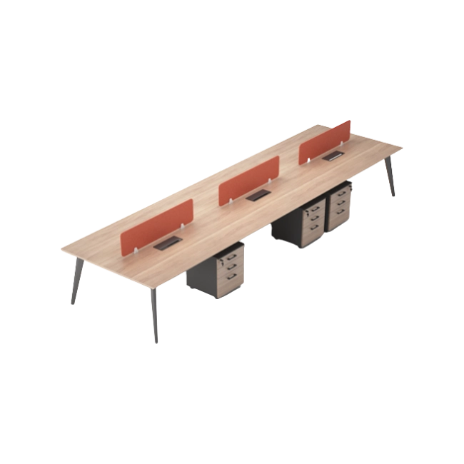 Estacion de Trabajo Reco ZYZ-B01 6 Asientos Frente a Frente Metal Con Division Color Natural con Naranja-3