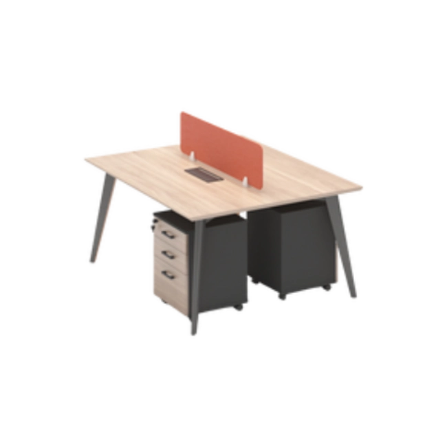 Estacion de Trabajo Reco ZYZ-B01 6 Asientos Frente a Frente Metal Con Division Color Natural con Naranja-2