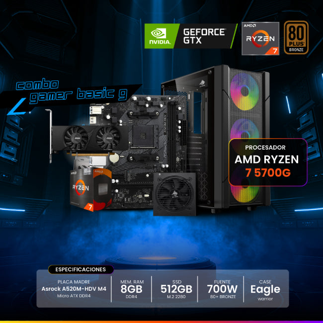 CPU Combo Gaming - Ryzen 7 5700G - Basic con Tarjeta Grafica-1