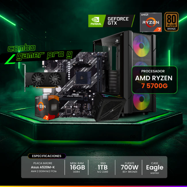 CPU Combo Gaming - Ryzen 7 5700G - PRO con Tarjeta Grafica-1
