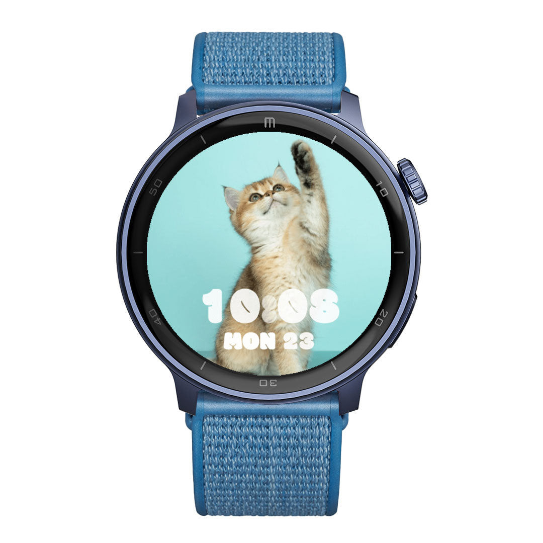 RELOJ T8 AZUL + PULSERA VELCRO AZUL GRISACEO